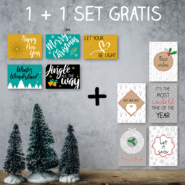 Kerstkaarten set (5 stuks) + 5 gratis