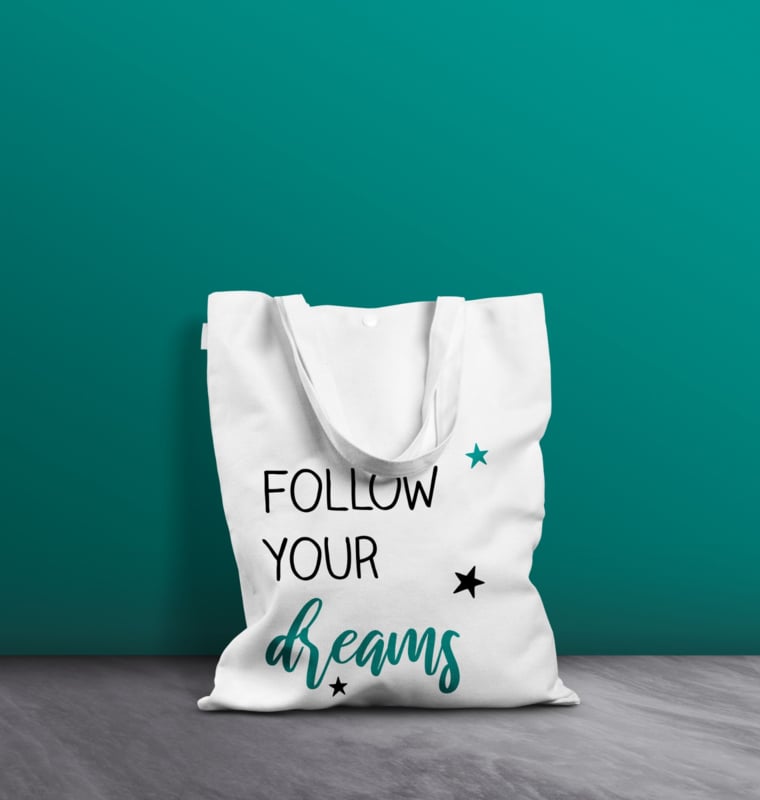 Witte katoenen tas - Follow your dreams