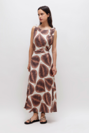Maxi jurk met bladeren print 41W/41209, Wild pony
