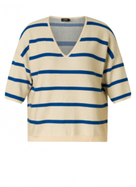 Raine, beige cobalt streep top 5099, Yest