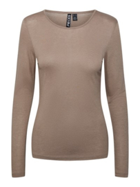 Lux wol o-neck top met lange mouwen fossil, Pieces