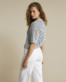 Top Jolene melange, multi faded bleu SRB4533 Red button