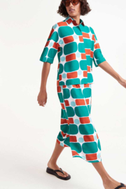 Rok met grafische print  aqua 51C/12011, Compañia Fantastica