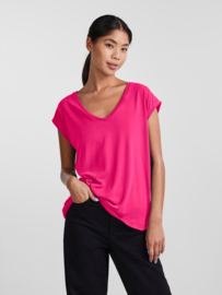 Kamala t-shirt met v-hals beetroot purple, Pieces