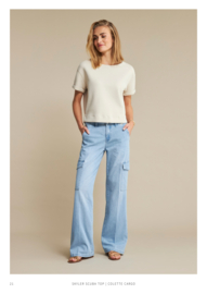 SRB4434 Colette cargo  blue  jeans, Red button