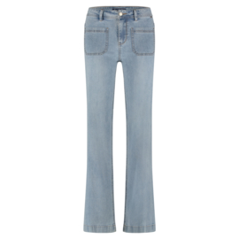 SRB4434 Colette frontpatchpockets  bleach  jeans, Red button