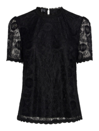 Olline lace top met korte mouwen zwart, Pieces