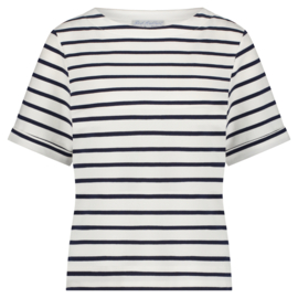 Top Terry donkerblauw stripe SRB4528, Red button