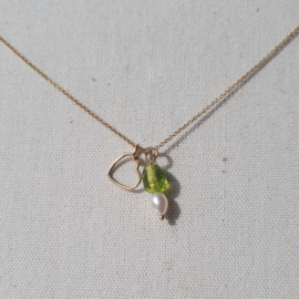 Olivia - Parel en gold filled hart