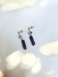 Moanna - Lapis lazuli en kyaniet oorbellen