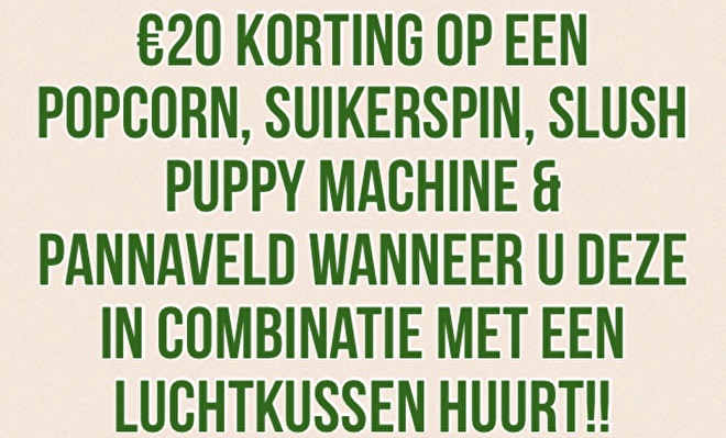 €20 Korting bij Combi Deal van Springkussen en een Machine