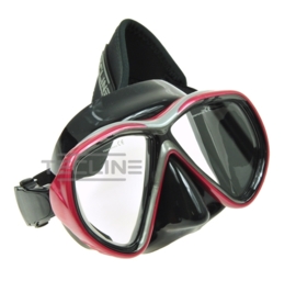 TecLine Tiara mask w/neoprene strap, black silicone, red frame