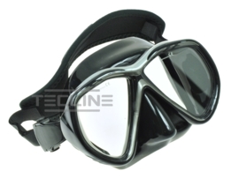TecLine Tiara mask w/neoprene strap, black silicone, black-silver frame