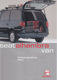 Alhambra Van specs. & prices leaflet, 2 pages, 06/1999, Dutch language