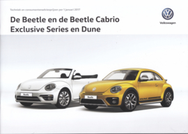 Beetle & Beetle Cabriolet Exclusive + Dune pricelist brochure, A4-size, 32 pages, Dutch language, 01/2017