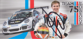 911 Carrera Cup with driver Marek Böckmann, signed, oblong postcard, issued about 2015