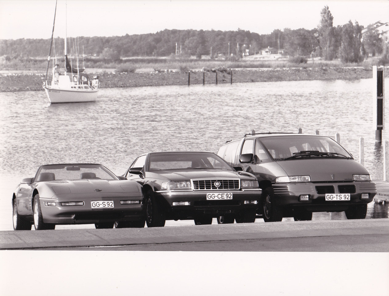 Chevrolet Corvette Cabriolet / Cadillac Eldorado TC / Pontiac Trans Sport GT, press photo, German, 1992
