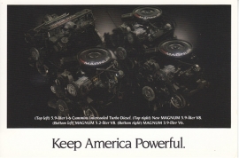 Trucks Engines, US postcard, continental size, 1993