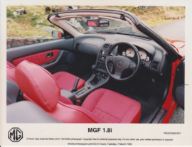 MG F 1.8i interior with leather seat trim, press photo, Germany, 3/1995, # 551