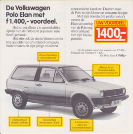 Polo Elan folder, 4 small pages, Dutch language, 8/1982