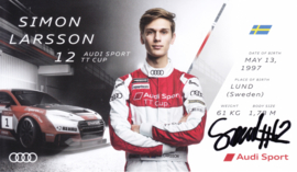 Racing driver Simon Larsson, signed postcard 2016 season, English language