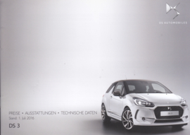 DS 3 prices & specifications brochure, 24 pages, 07/2016, German language