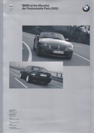 BMW Z4 & 7-Series Diesel press kit with photo's & text sheets, Paris, 9/2002