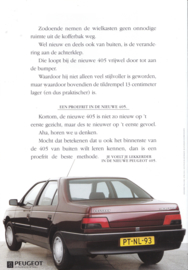 405 Sedan folder, 8 pages, 1993, Dutch language