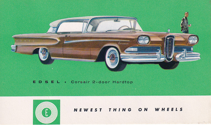 Edsel Corsair 2-Door Hardtop, US postcard, standard size, 1958