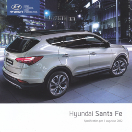 Santa Fe specs. brochure, 6 pages, square, 08/2012, Dutch language