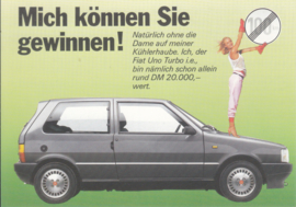 Uno Turbo i.e., A6-size postcard, German language, 1985