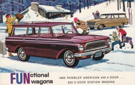 American 440/220 Station Wagons, US postcard, standard size, 1963, # AM-63-2037E