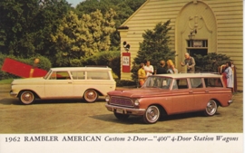 American Custom 2-Door/4-Door Station Wagons, US postcard, standard size, 1962, # AM-62-1043J