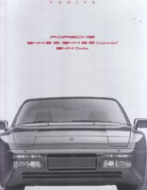 944 S2/Turbo models pricelist brochure, 12 pages, 07/1990, German language