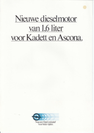 Kadett & Ascona 1,6 Liter Diesel engine brochure, 4 pages, about 1982, Dutch language