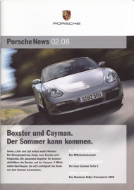 News 02/2008 with Boxster & Cayman, 28 pages, 05/08, German language