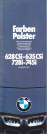 728i-745i/628CSi-635CSi Colours & Upholstery folder, 14 pages, half A4-size, 2/1979, 7 languages