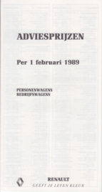 Program pricelist brochure, 8 pages, 02/1989, Dutch language