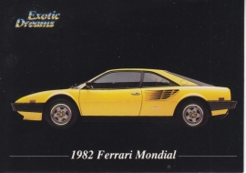 Ferrari Mondial 1982 collector card, small size,  Exotic Dreams issue, 1992 (# 27)