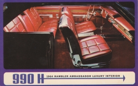 Ambassador 990 V8 HLuxury Interior, US postcard, standard size, 1964, # AM-64-3056K