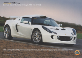 Exige Sport Cup 255, 2 page leaflet, DIN A4-size, factory-issued, English language