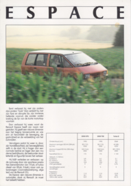 Espace leaflet, 1 page, about 1986, Dutch language, Belgium