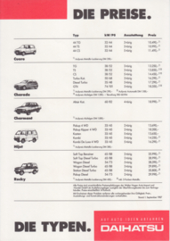 x Program pricelist leaflet, 1 page, 9/1987, A4-size, German language
