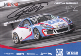 911 Carrera Cup with driver Christian Engelhart, DIN A6 size postcard, 2016, German language (signed)