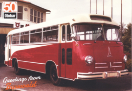 Magirus historic coach postcard, A6-size, English language