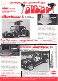 Albar Buggies & Super Beetle leaflet, 2 pages, about 1990, German language