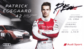 Racing driver Patrick Egsgaard, signed postcard 2016 season, English language