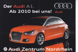 A1 Hatchback by Audi dealer in Düsseldorf, DIN A6 postcard, German language, 2010