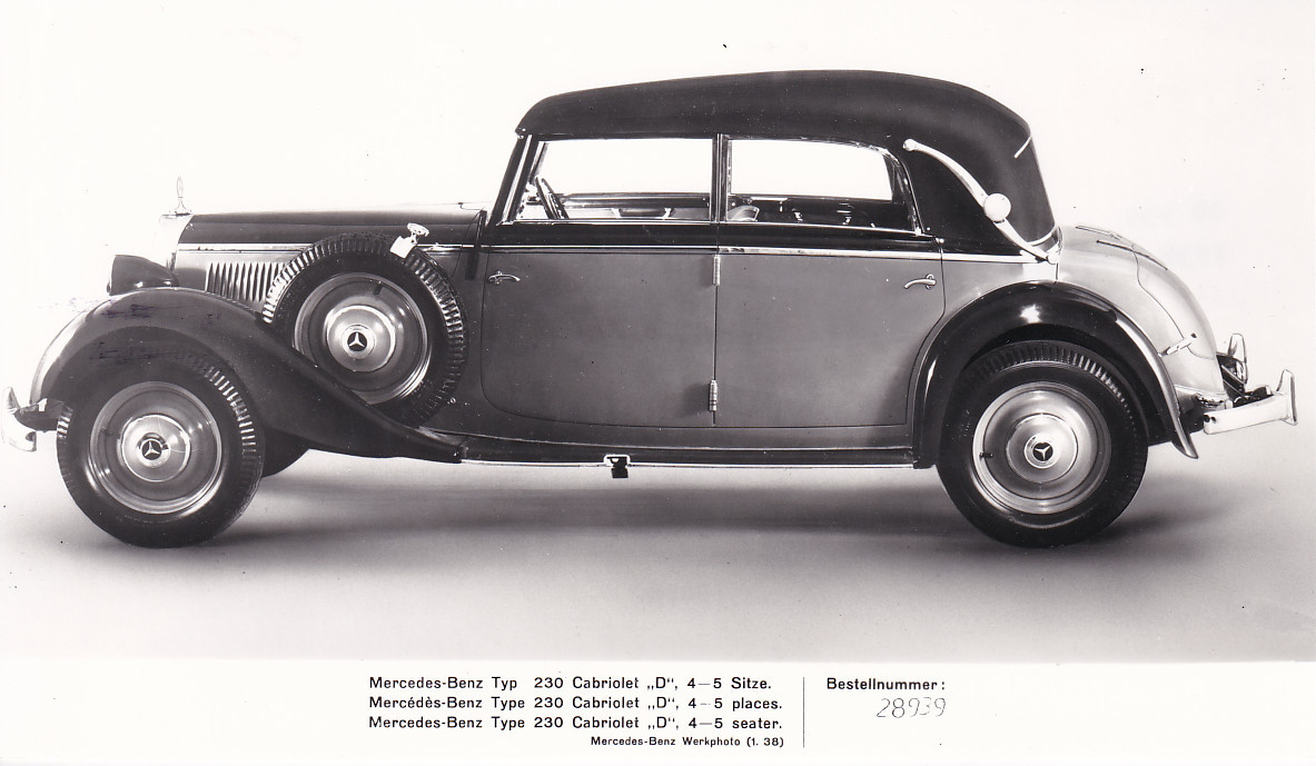 Mercedes-Benz typ 230 D Cabriolet 4/5-seater, press photo, Germany, 1/1938, # 28939