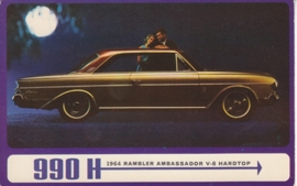 Ambassador 990 V8 H Hardtop, US postcard, standard size, 1964, # AM-64-3056I